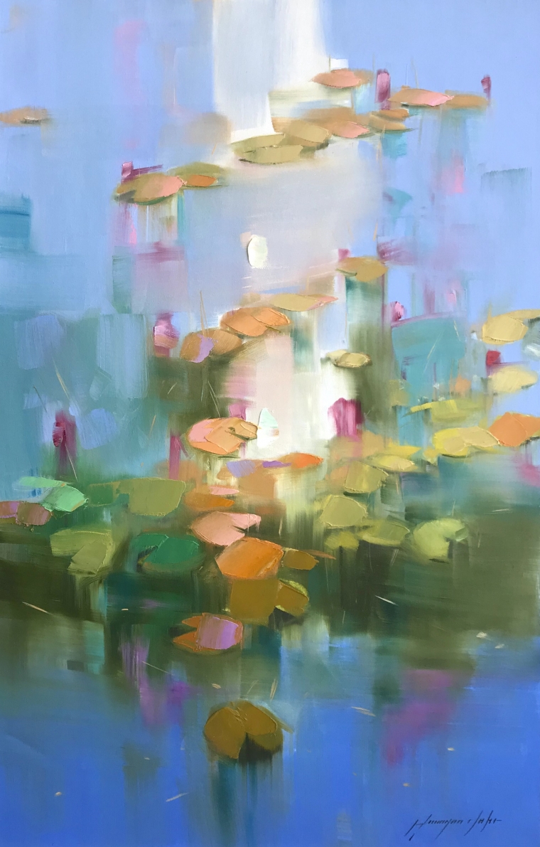 Waterlilies, Original oil Painting, Handmade artwork, One of a Kind         